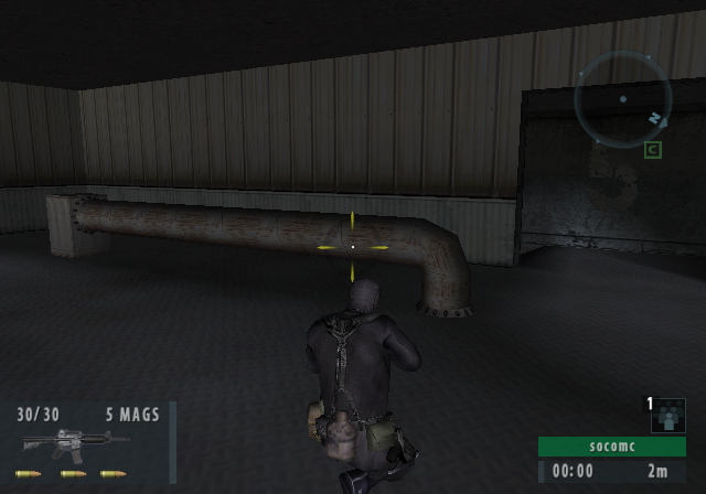 Round 1 of the hosted ladder, from the host's side, moments after the kill: the first round ever played against a server that was not on the same desk.