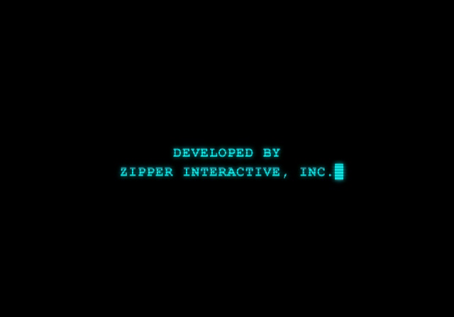 The r0004 build under our program, the first time it got past loading: the developer credit typed out letter by letter, seconds before the game decided to reboot itself. The gate run that caught it failed all three of its stages.